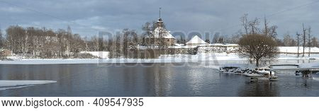 Winter Panorama With The Ancient Korela Fortress. Priozersk, Russia