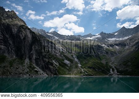 Beautiful Mountain Lake Gelmersee In Bern Switzerland