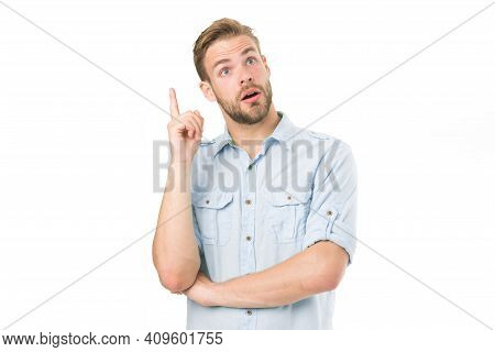 Man With Beard Happy About Solution. Celebrate Good Result. Solution For All Problems. Find Solution