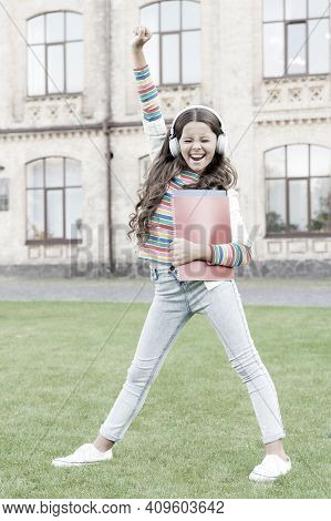 She Has A Really Lovely Singing Voice. Small Singer Learning To Sing With Singing Books. Happy Littl
