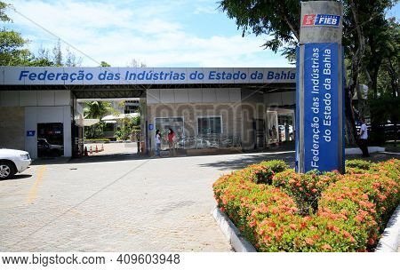 Salvador, Bahia, Brazil - February 23, 2021: Entrance Gate Of The Federation Of Industries Of The St