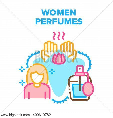 Women Perfumes Vector Icon Concept. Women Perfumes Spray Bottle, Aromatic Natural Cosmetic. Spraying