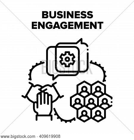 Business Engagement Project Vector Icon Concept. Business Engagement In Video Call Conference With P