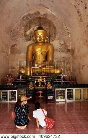 Golden Buddha Image Statue Burma Style In Ananda Paya Temple For Burmese And Foreign Traveler Travel