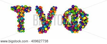 Multicolored Russian Alphabet Letters T U F. Funny 3d Illustration. Glossy Multicolored Decorative B
