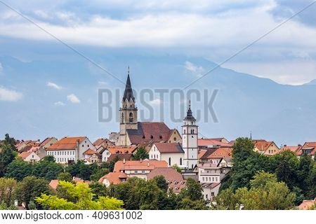 Kranj town with Alps in Slovenia