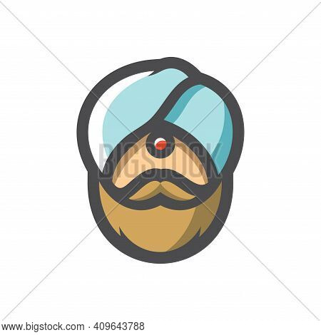 Indian Men Head Headwear Vector Icon Cartoon Illustration