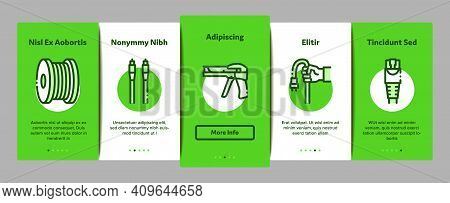 Optical Fiber Cable Onboarding Mobile App Page Screen Vector. Fiber Repair Instrument And Electrical
