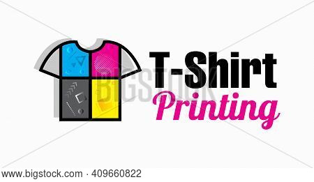 Abstract Modern Colored Vector Logo Template Of T-shirt Printing. For Typography, Print, Corporate I