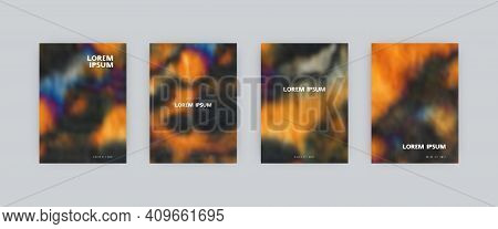Set Of Vector Poster Templates. Animal Colors. Splash Hand Painted Psychedelic Tie Dye Blurred Backg