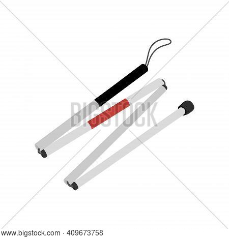 Walking Stick For Blind People On White Background. Vector Stock Illustration.