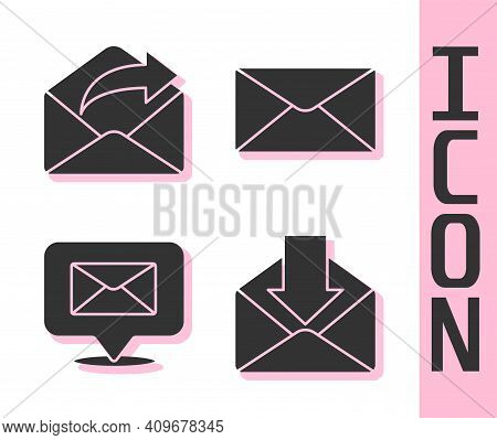 Set Envelope, Outgoing Mail, Speech Bubble With Envelope And Envelope Icon. Vector