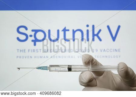 Sputnik V Is The First Registered Covid-19 Vaccine. January 18, 2021, Barnaul, Russia.