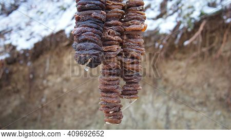 Dried Date-plum, Caucasian Persimmon, Or Lilac Persimmon (diospyros Lotus) In Georgian Village