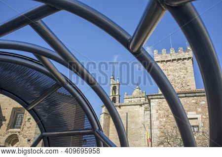 Caceres, Spain - Feb 23th, 2021: Helga De Alvear Foundation Caceres Visual Arts Centre, Extremadura,