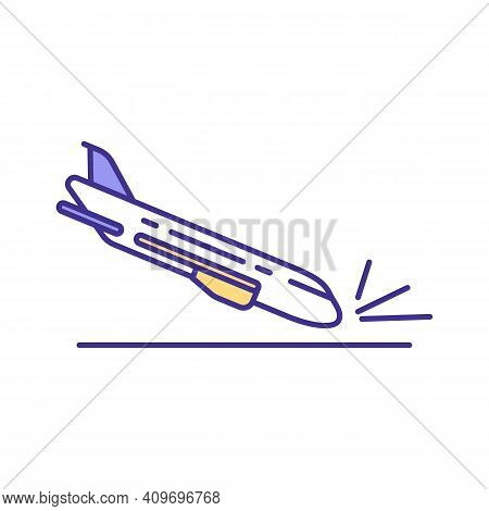 Aviation Accident Rgb Color Icon. Air Disasters. Airplane Crashes. Pilot Error. Maintenance Failures