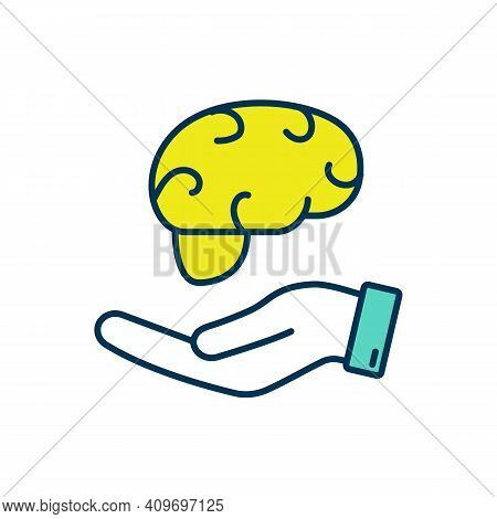 Keeping Brain Healthy Rgb Color Icon. Mental, Intellectual Stimulation. Brain Care. Staying Mentally