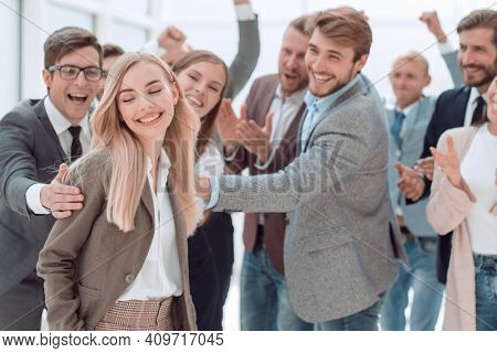 group of happy young like-minded people standing together.