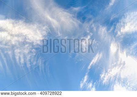 Beautiful Light Blue Sky With Cirrocumulus Clouds