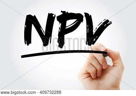 Npv - Net Present Value Acronym With Marker, Business Concept Background