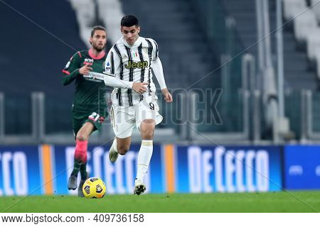 Torino, 22th February 2021. Alvaro Morata Of Juventus Fc  During The Serie A Match Between Juventus 