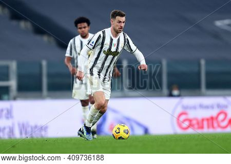 Torino, 22th February 2021. Aaron Ramsey Of Juventus Fc  During The Serie A Match Between Juventus F