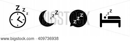 Sleep Icon Collection. Vector Isolated Elements. Flat Concept. Sleep, Rest, Dream Concept. Sleeping 