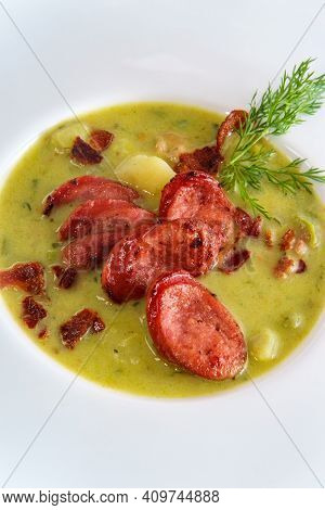 Creamy Potato Bacon And Sausage Soup Also Called Kartoffelsuppe