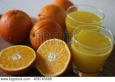 Glass Of Kinnow Juice. It Is Juicier Than Orange And Has More Sour Taste