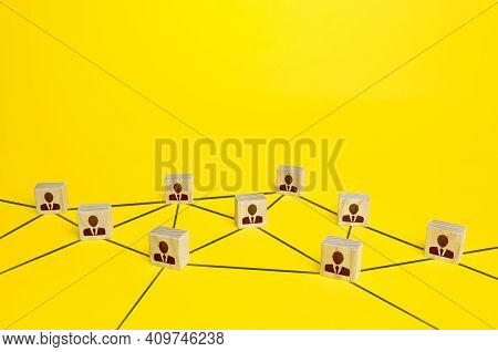 Network Of Connected People. Interaction Between Employees And Community Members. Social Communicati