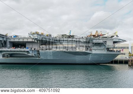 Uss Midway Museum, Historical Naval Aircraft Carrier Museum In Downtown San Diego, California. Aircr