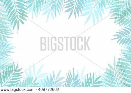 Floral Frame With Colorful Exotic Branches On White Background. Ornate Border With Tropic Leaves. Ve