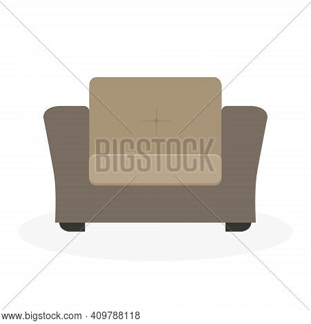 A Cozy Brown Chair. An Interior Item. Flat Vector Illustration