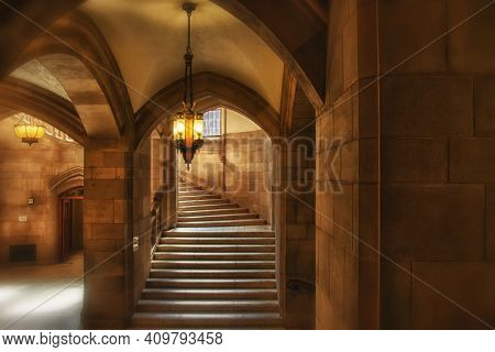 Gothic Stairs Architectural Abstract Light Color Image