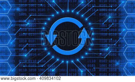 Update Sign - Abstract Background Of 4-digit Binary Code Behind Information Connecting Lines Between