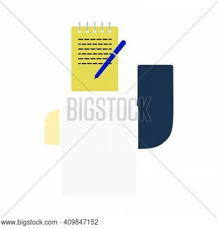 Waiter Take Oder Icon. Flat Color Design. Vector Illustration.