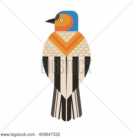 Common Chaffinch Bird Geometric Icon In Flat