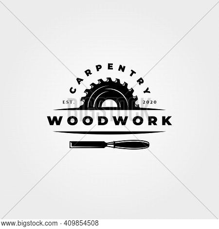 Vintage Carpentry Woodwork Logo Vector Icon Symbol Illustration Design