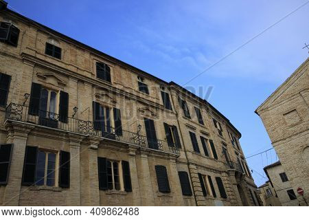 Recanati (mc), Italy - January 1, 2019: The Home And Birthplace Of Count Giacomo Leopardi, Italian P