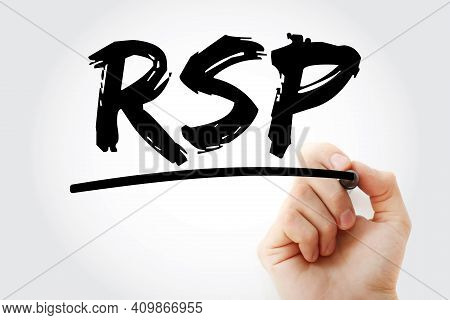 Rsp - Retail Selling Price Acronym With Marker, Business Concept Background