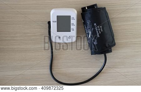 Blood Pressure Monitor With Cuff Close Up With Mock Up