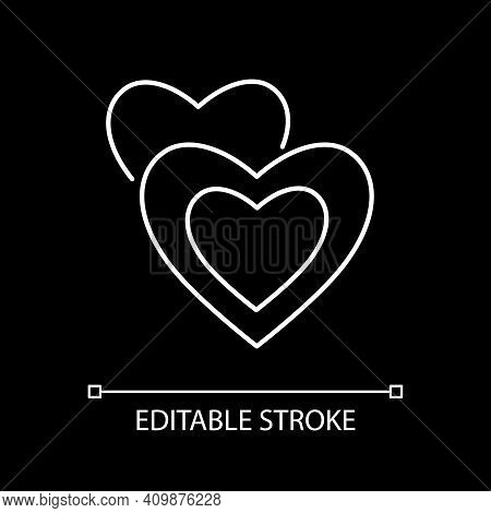 Romance White Linear Icon For Dark Theme. Romantic Movie, Love Story. Melodramatic Film. Thin Line C