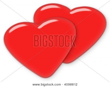 Valentinstag Liebe Sybmbol zwei roten Herzen, gegenüber dem weißen Hintergrund