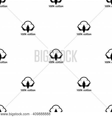 Cotton Seed Seamless Pattern On White Background. 100 Cotton -linear Ornamnet. Natural Fiber Sign. O