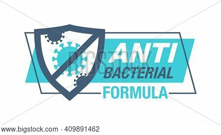 Antiviral Antibacterial Coronavirus Formula Vector Shield Icon. Stop Symbol, Health Protection, Hand