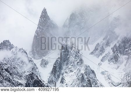 Karakoram Mountain Range Ultar Peak Ladys Finger View . High Quality Photo