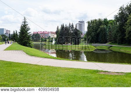 Panevezys, Lithuania - July 23, 2017: Public Park Senvage Park In Panevezys City Center.
