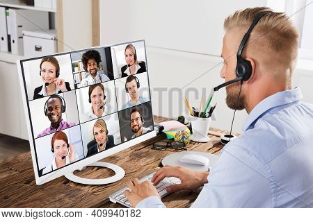 Online Video Conference Virtual Interview. Business Videoconference