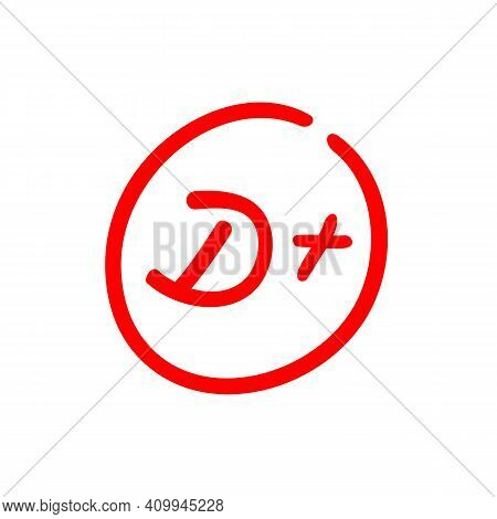 D Plus Letter Grade, Hand Drawn Illustration - Vector