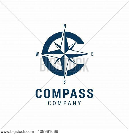 Initial C Letter For Compass Icon Symbol Vector Logo Design